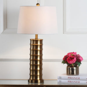 Safavieh LINUS Brass Column Lamps - Modern Minimalist Design for Ambient Lighting in Any Room, 28.5" Tall LIT4319A-SET2