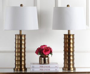Safavieh LINUS Brass Column Lamps - Modern Minimalist Design for Ambient Lighting in Any Room, 28.5" Tall LIT4319A-SET2