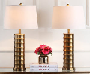 Safavieh LINUS Brass Column Lamps - Modern Minimalist Design for Ambient Lighting in Any Room, 28.5" Tall LIT4319A-SET2
