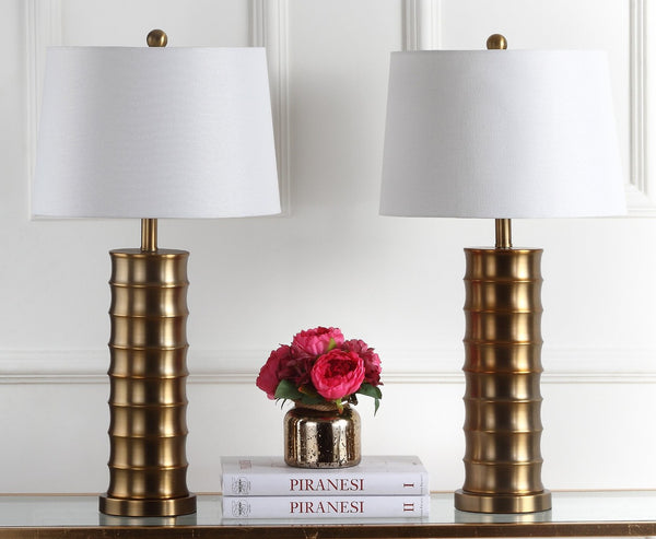 Safavieh LINUS Brass Column Lamps - Modern Minimalist Design for Ambient Lighting in Any Room, 28.5" Tall LIT4319A-SET2