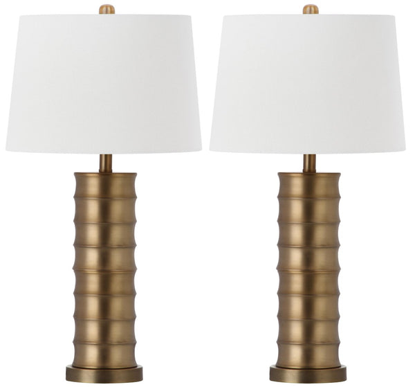 Safavieh LINUS Brass Column Lamps - Modern Minimalist Design for Ambient Lighting in Any Room, 28.5" Tall LIT4319A-SET2