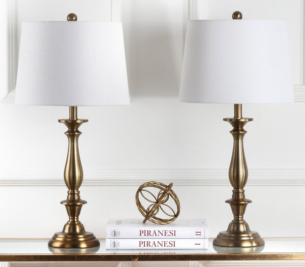 Safavieh BRIGHTON Candlestick Lamps - Elegant Metal Design for Warm Ambient Lighting in Any Room Decor LIT4320A-SET2