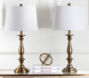 Safavieh BRIGHTON Candlestick Lamps - Elegant Metal Design for Warm Ambient Lighting in Any Room Decor LIT4320A-SET2