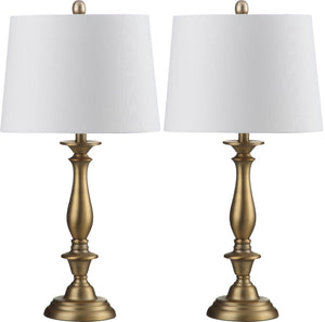 Safavieh BRIGHTON Candlestick Lamps - Elegant Metal Design for Warm Ambient Lighting in Any Room Decor LIT4320A-SET2