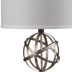 Safavieh HALEY, Elegant 28-Inch Antique Silver Iron Double Sphere Table Lamp Set of 2 for Modern Décor LIT4321A-SET2