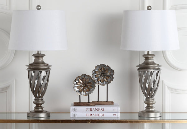 Safavieh BYRON, Elegant Antique Silver Table Lamp Set of 2 – Perfect for Living Rooms, Bedrooms & More! LIT4322A-SET2
