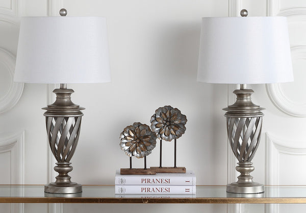 Safavieh BYRON, Elegant Antique Silver Table Lamp Set of 2 – Perfect for Living Rooms, Bedrooms & More! LIT4322A-SET2