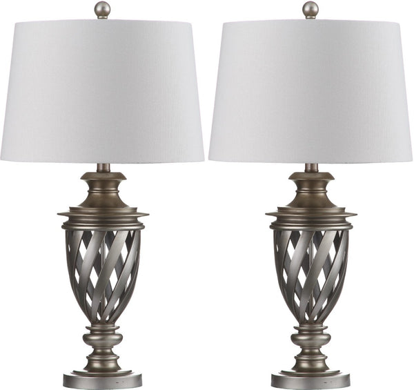 Safavieh BYRON, Elegant Antique Silver Table Lamp Set of 2 – Perfect for Living Rooms, Bedrooms & More! LIT4322A-SET2