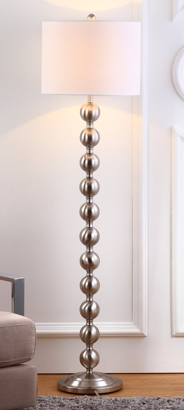 Safavieh REFLECTIONS Stacked Ball Floor Lamp - Modern Minimalist Lighting for Stylish Living Spaces and Nooks Silver LIT4330A