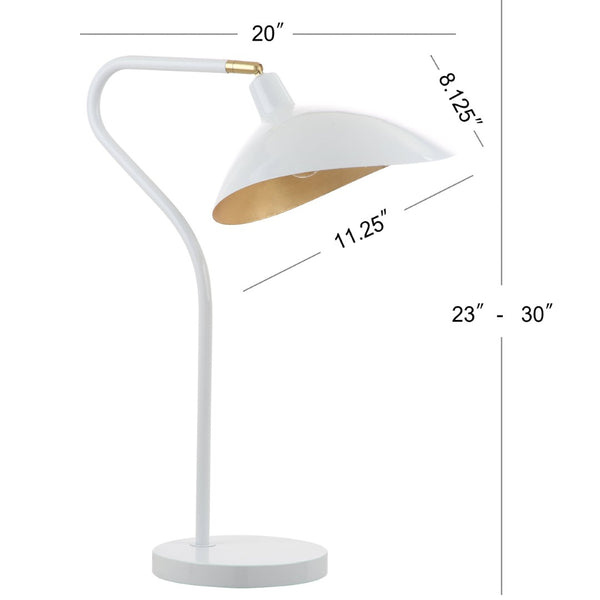 Safavieh GISELLE Table Lamp - Elegant Adjustable Design for Modern Interiors with Warm Ambient Illumination White / Gold LIT4360A