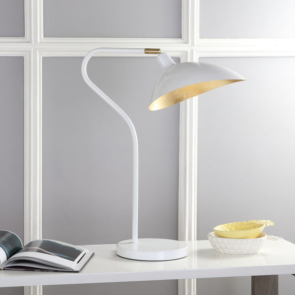 Safavieh GISELLE Table Lamp - Elegant Adjustable Design for Modern Interiors with Warm Ambient Illumination White / Gold LIT4360A