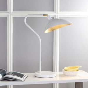 Safavieh GISELLE Table Lamp - Elegant Adjustable Design for Modern Interiors with Warm Ambient Illumination White / Gold LIT4360A