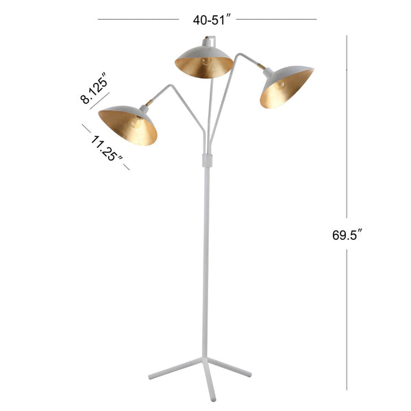 Safavieh IRIS, Elegant Iron Floor Lamp – 69.5 Inch Tall, Modern Design for Stylish Ambient Lighting White / Gold LIT4361A
