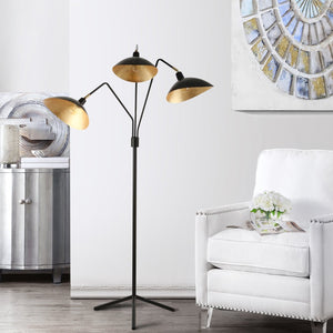 Safavieh IRIS, Elegant Iron Floor Lamp – 69.5 Inch Tall, Modern Design for Stylish Ambient Lighting Black / Gold LIT4361B