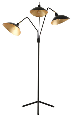 Safavieh IRIS, Elegant Iron Floor Lamp – 69.5 Inch Tall, Modern Design for Stylish Ambient Lighting Black / Gold LIT4361B