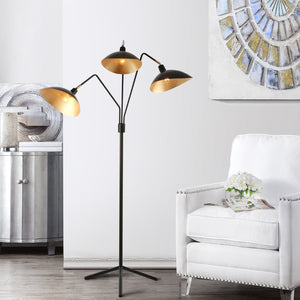 Safavieh IRIS, Elegant Iron Floor Lamp – 69.5 Inch Tall, Modern Design for Stylish Ambient Lighting Black / Gold LIT4361B