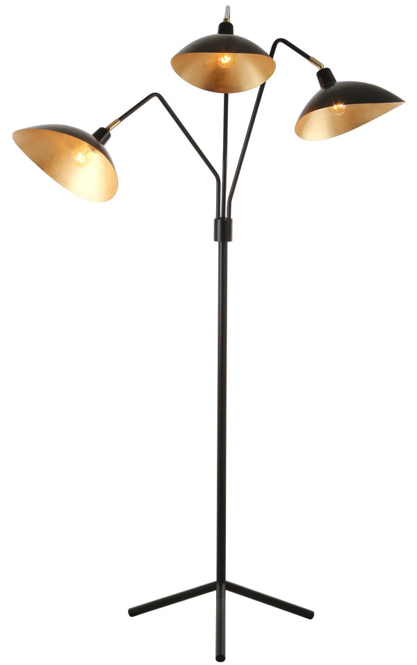 Safavieh IRIS, Elegant Iron Floor Lamp – 69.5 Inch Tall, Modern Design for Stylish Ambient Lighting Black / Gold LIT4361B
