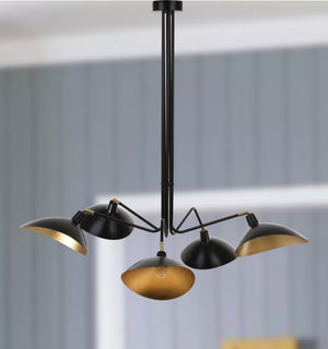 Safavieh LETTIE Pendant Light - Black & Gold Metal Fixture for Modern Ambiance in Dining & Living Spaces LIT4362B