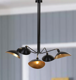 Safavieh LETTIE Pendant Light - Black & Gold Metal Fixture for Modern Ambiance in Dining & Living Spaces LIT4362B