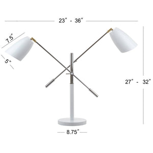 Safavieh MAVIS, Adjustable Iron Table Lamp for Elegant Illumination in Bedrooms, Living Rooms & Offices White / Gold LIT4363A