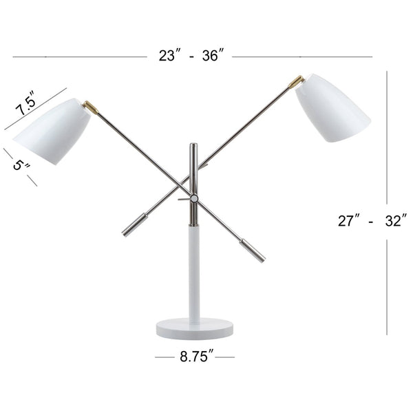 Safavieh MAVIS, Adjustable Iron Table Lamp for Elegant Illumination in Bedrooms, Living Rooms & Offices White / Gold LIT4363A