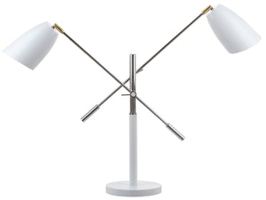 Safavieh MAVIS, Adjustable Iron Table Lamp for Elegant Illumination in Bedrooms, Living Rooms & Offices White / Gold LIT4363A