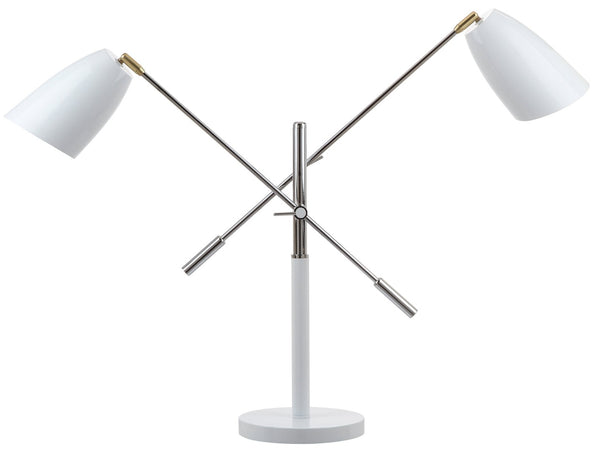 Safavieh MAVIS, Adjustable Iron Table Lamp for Elegant Illumination in Bedrooms, Living Rooms & Offices White / Gold LIT4363A