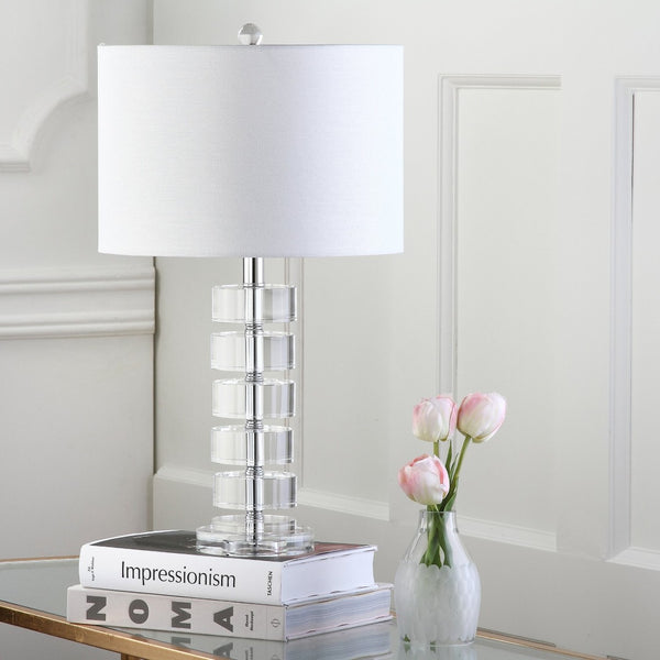 Safavieh FRANCES, Elegant 25-Inch Crystal Table Lamp Set of 2 with Off-White Shades for Timeless Decor LIT4364A-SET2