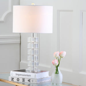 Safavieh FRANCES, Elegant 25-Inch Crystal Table Lamp Set of 2 with Off-White Shades for Timeless Decor LIT4364A-SET2