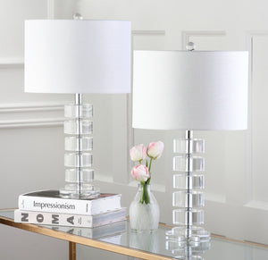Safavieh FRANCES, Elegant 25-Inch Crystal Table Lamp Set of 2 with Off-White Shades for Timeless Decor LIT4364A-SET2