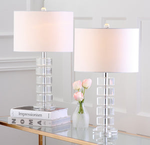 Safavieh FRANCES, Elegant 25-Inch Crystal Table Lamp Set of 2 with Off-White Shades for Timeless Decor LIT4364A-SET2