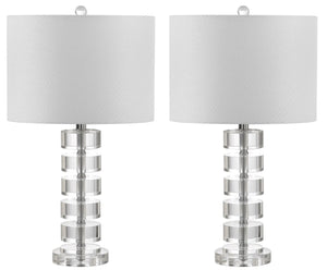 Safavieh FRANCES, Elegant 25-Inch Crystal Table Lamp Set of 2 with Off-White Shades for Timeless Decor LIT4364A-SET2