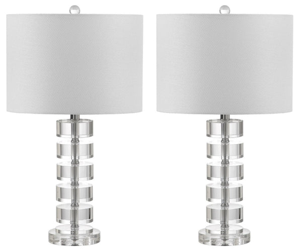 Safavieh FRANCES, Elegant 25-Inch Crystal Table Lamp Set of 2 with Off-White Shades for Timeless Decor LIT4364A-SET2