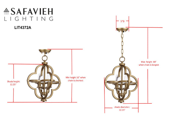 Safavieh MILA Orb Pendant Light in Polished Brass - Modern Minimalist Design, Adjustable Height & Elegant Glow LIT4372A
