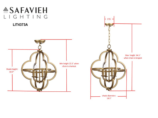 Safavieh MILLARD Orb Pendant Light in Brass – Modern Adjustable Fixture for Stylish Dining & Living Spaces LIT4373A