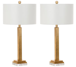 Safavieh PERRI Table Lamp - Elegant Gold Finish with Off-White Shade, Perfect for Any Home Decor Style LIT4378A-SET2