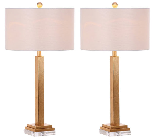 Safavieh PERRI Table Lamp - Elegant Gold Finish with Off-White Shade, Perfect for Any Home Decor Style LIT4378A-SET2