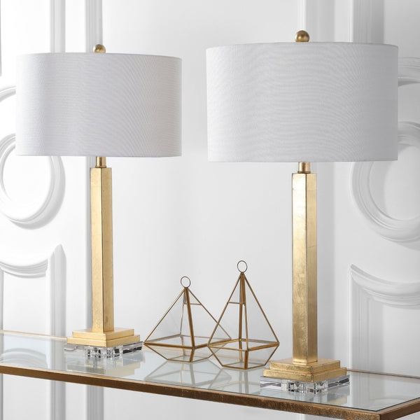 Safavieh PERRI Table Lamp - Elegant Gold Finish with Off-White Shade, Perfect for Any Home Decor Style LIT4378A-SET2