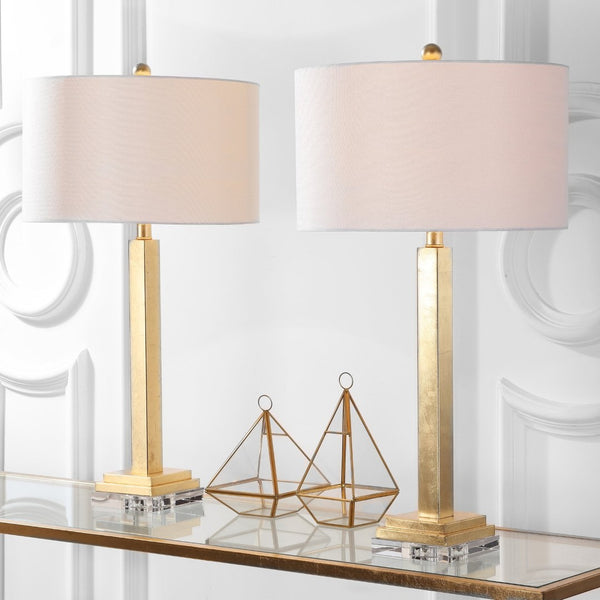 Safavieh PERRI Table Lamp - Elegant Gold Finish with Off-White Shade, Perfect for Any Home Decor Style LIT4378A-SET2