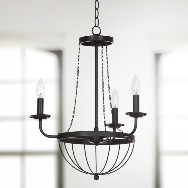 Safavieh JACQUES Chandelier in Black - Elegant Adjustable Fixture for Modern & Classic Interiors, 18" Wide LIT4383A
