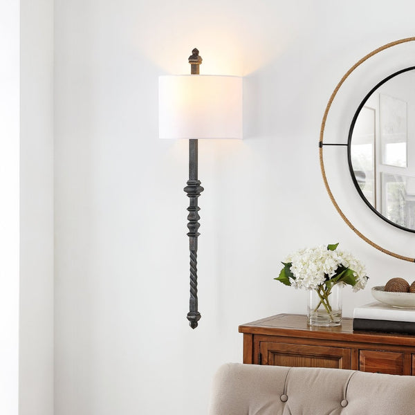 Safavieh COVINGTON, 9-Inch Matte Black Iron Wall Sconce - Elegant Architectural Lighting for Any Space LIT4384A