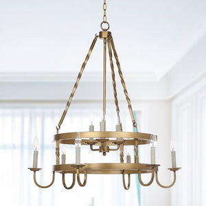 Safavieh CROWLEY Chandelier in Elegant Brass Finish - Adjustable Height, Timeless Design for Any Space LIT4385A