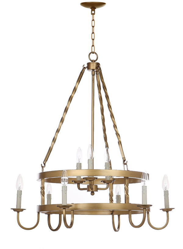 Safavieh CROWLEY Chandelier in Elegant Brass Finish - Adjustable Height, Timeless Design for Any Space LIT4385A