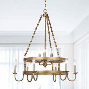 Safavieh CROWLEY Chandelier in Elegant Brass Finish - Adjustable Height, Timeless Design for Any Space LIT4385A
