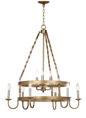 Safavieh CROWLEY Chandelier in Elegant Brass Finish - Adjustable Height, Timeless Design for Any Space LIT4385A