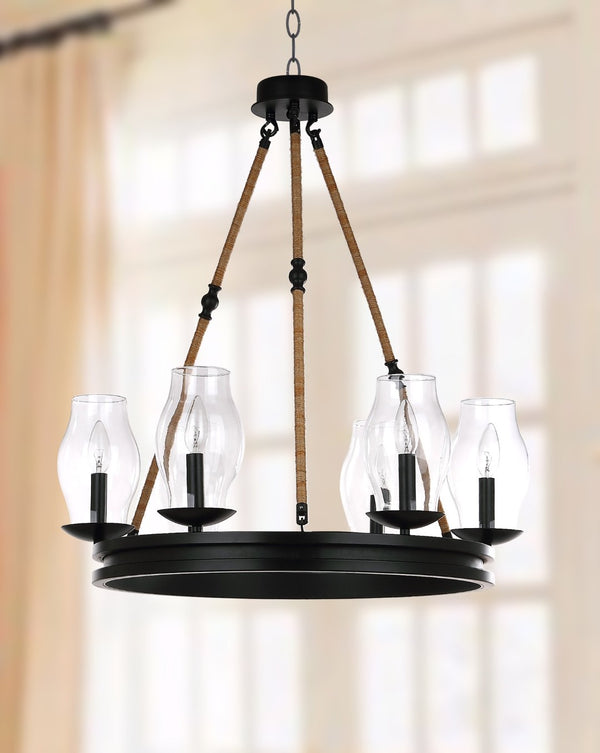 Safavieh FRITZ Chandelier in Black - Adjustable Modern Lighting Fixture for Dining, Living & Entry Spaces LIT4393A