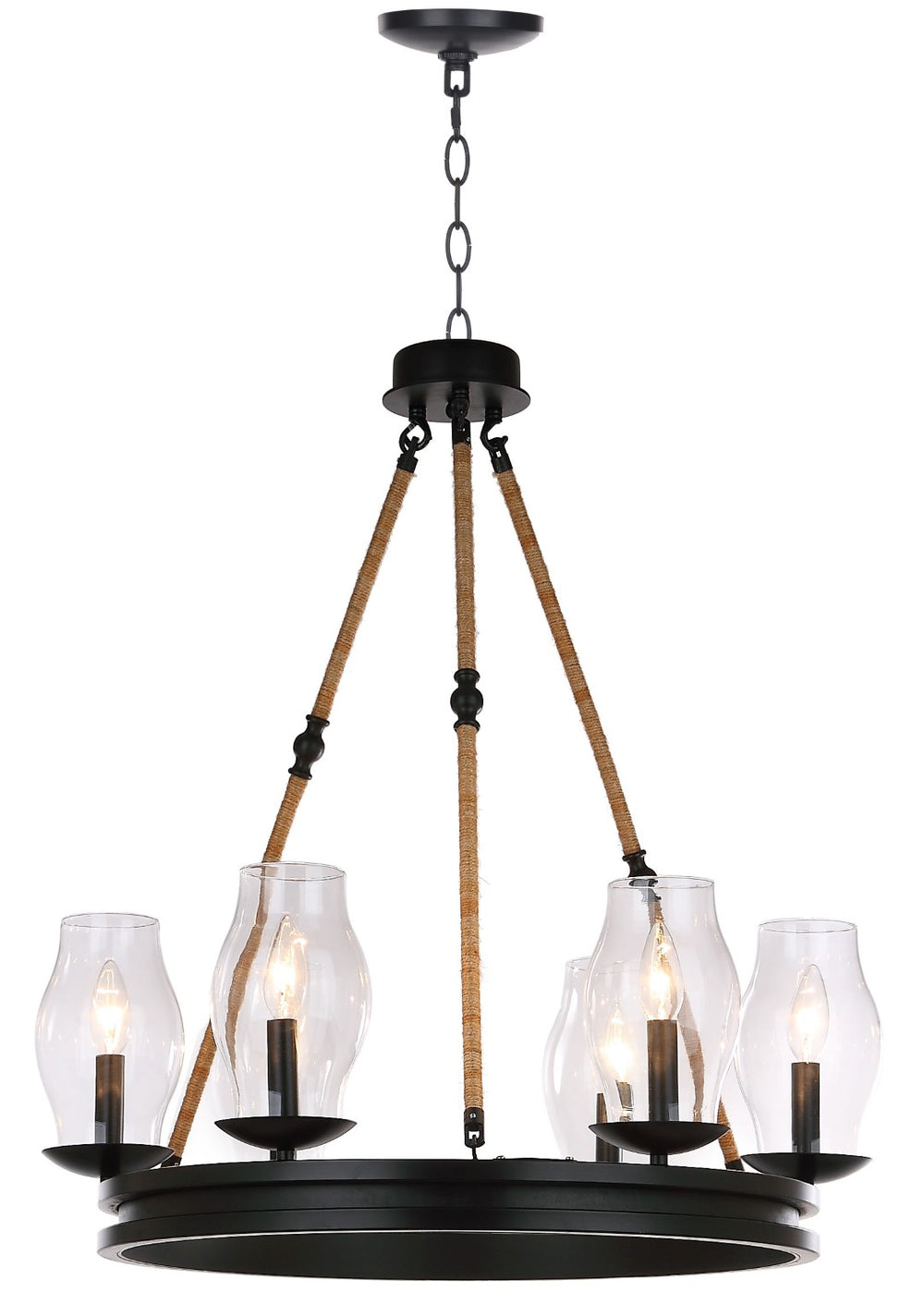 Safavieh FRITZ Chandelier in Black - Adjustable Modern Lighting Fixture for Dining, Living & Entry Spaces LIT4393A