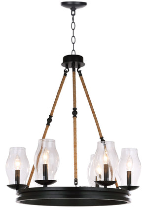 Safavieh FRITZ Chandelier in Black - Adjustable Modern Lighting Fixture for Dining, Living & Entry Spaces LIT4393A