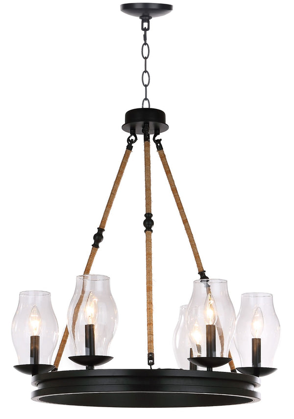 Safavieh FRITZ Chandelier in Black - Adjustable Modern Lighting Fixture for Dining, Living & Entry Spaces LIT4393A