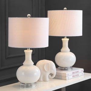Safavieh FRANNY Table Lamp - Elegant Off-White Glass Accent for Stylish Lighting in Any Room Decor LIT4394A-SET2